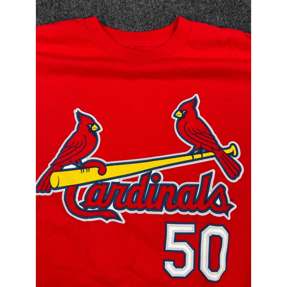 Majestic St Louis Cardinals Adam Wainwright #50 T Shirt Red MLB Baseball Medium - Picture 3 of 8